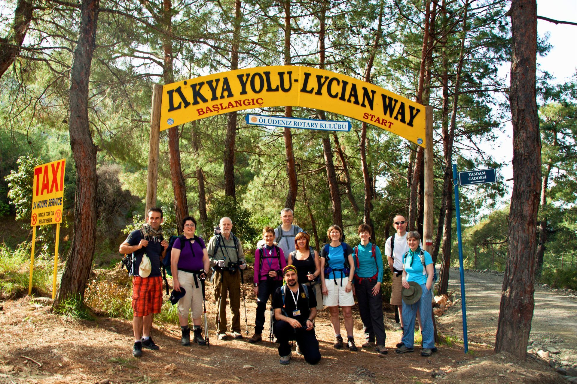 Hikers at the start of the Lycian Way